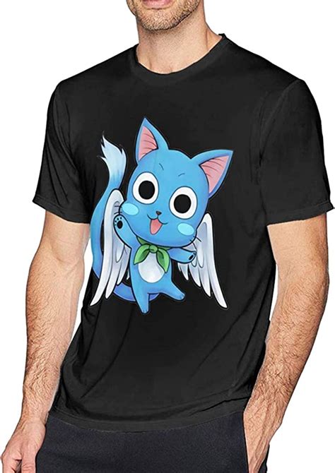 Fairy Tail Mens Anime Round Neck T Shirt Short Sleeve Top Pure Cotton