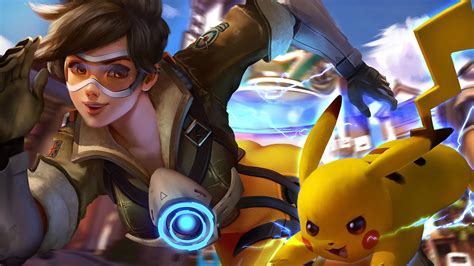 Tapety Na Pulpit Overwatch Tracer Crossover Pikachu Gry 1920x1080