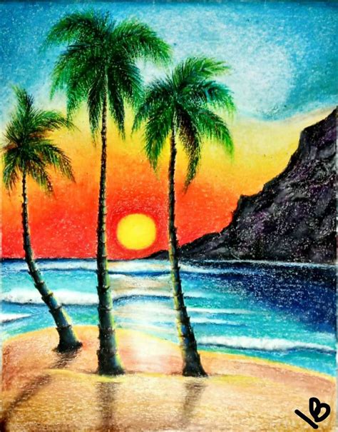 A Lovely Sunset Using Oil Pastel Oil Pastel Art Art Drawings