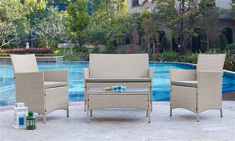 Shop our selection of plants, containers, lawn care, outdoor furniture, grills & fire pits, bird & pet supplies and home decor finds! Four-Piece Rattan Garden Set | Groupon