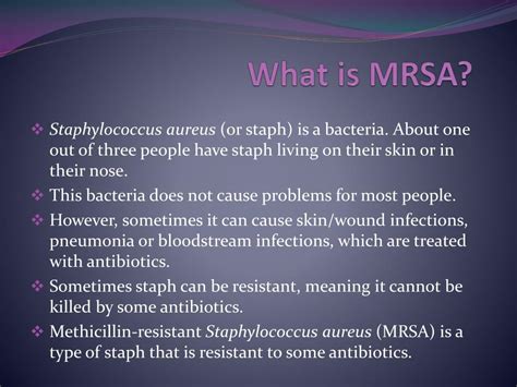 Ppt Mrsa Prevention And Care Methicillin Resistant Staphylococcus