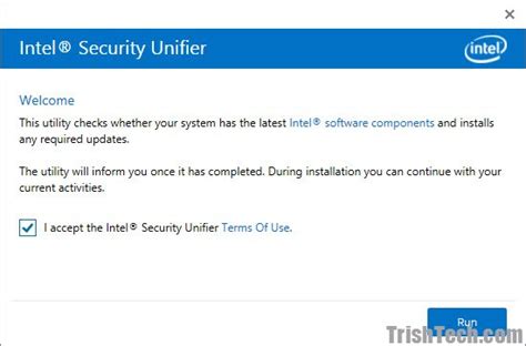 The installer detects the system's capabilities and installs the relevant drivers and applications. Intel Security Unifier Updates Intel Security Components for PC