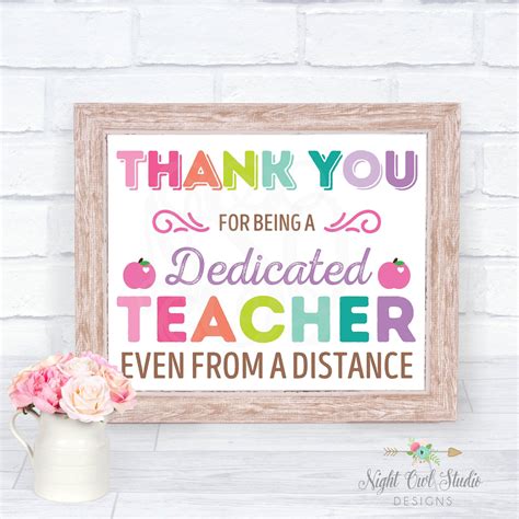 Teacher Appreciation Sign Dedicated Teacher Teacher Appreciation Week