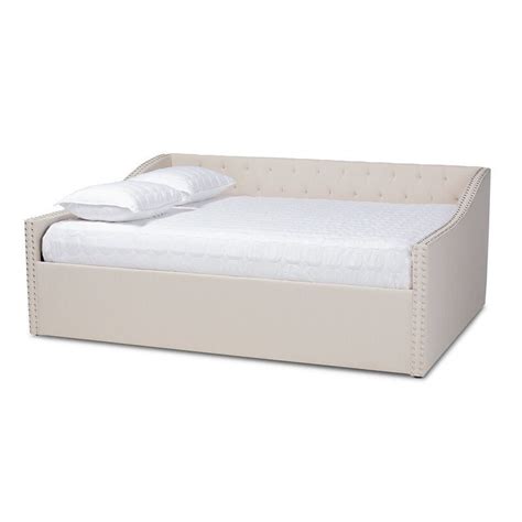 Baxton Studio Haylie Queen Size Beige Upholstered Daybed Queen Daybed