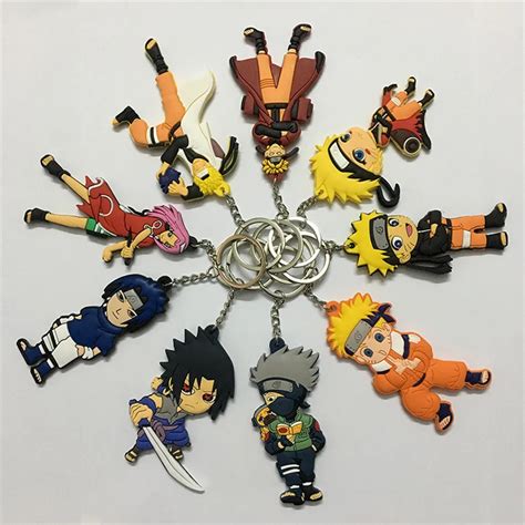 Anime Figure Naruto Keychain Pvc Key Ring Double Side Uchiha Sasuke