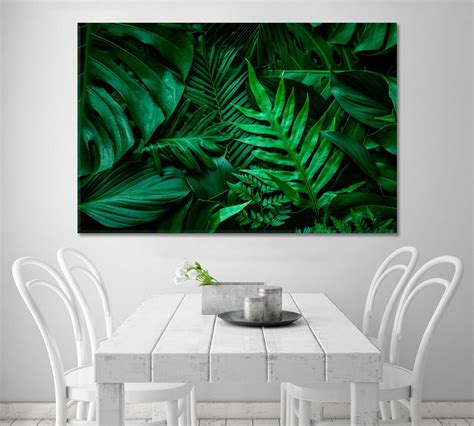 Bright Green Leaves Wall Art Decor Print Botanical Canvas For Etsy