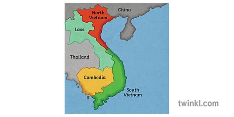 Indokina 1954 Historia Kartta Toissijainen Twinkl