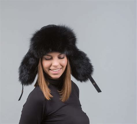 Black Fur Hat Trapper 100 Real Fur Accessories Haute Acorn
