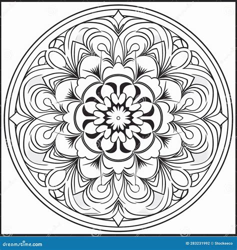 Realistic Mandala Coloring Page With Ottoman Art And Art Deco
