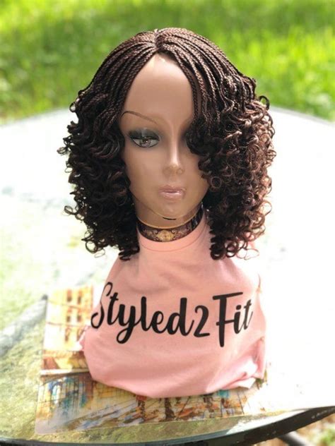Braided Curly Wig Customize Your Wig Chose Your Color The Etsy
