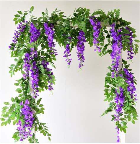Wisteria Artificial Flowers Garland 95in Long In White And Etsy Vines