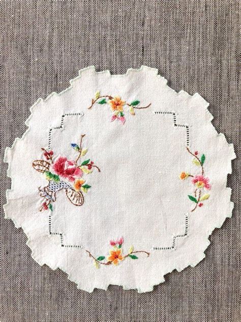 Vintage Embroidered Table Linen Embroidery Of Flowers With Etsy