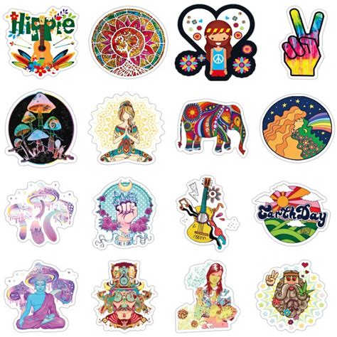 Pack Of 25 Or 50 Vinyl Hippie Boho Stickers Die Cut Decal Etsy