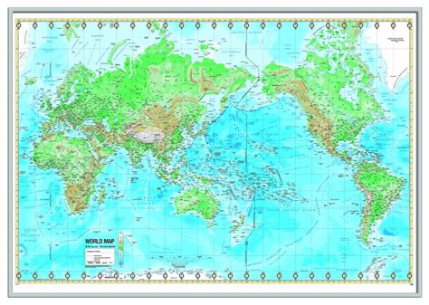 World Advanced Physical Framed Wall Map Silver