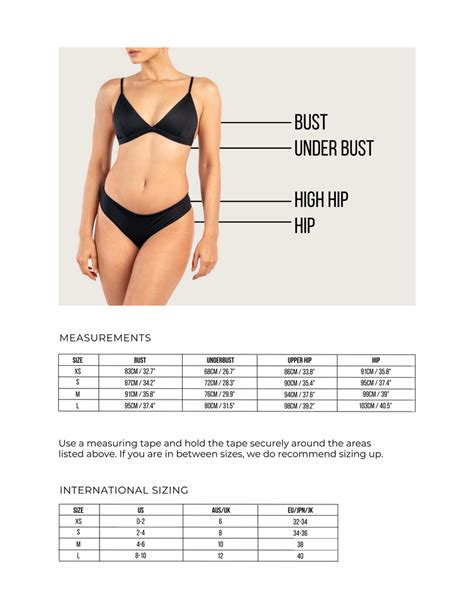 Swimwear Size Chart Motsi Couture