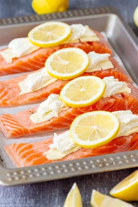 Place the fillets skin side down onto a baking tray lined with baking paper. Oven Baked Salmon Fillets Recipe - Happy Foods Tube