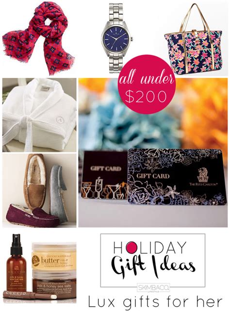Women's birthday gift basket a beautiful box consisting of various cool items like a journal for writing, a jewelry organizer, scented bath bombs, a stylish soft scarf, and comfy socks. Holiday Gift Guide: Lux Gifts for her under $200 {from ...
