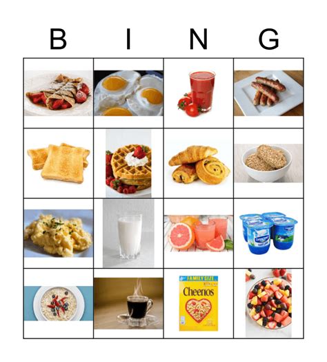 Vocab 8c Fr4a Breakfast Foods Bingo Card