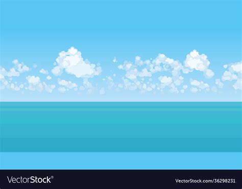 Cartoon Background Azure Sea And Blue Sky Vector Image
