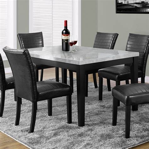 Monarch Specialties Faux Marble Rectangle Dining Table | from hayneedle