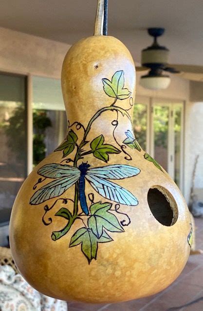 Dragonfly Gourd Birdhouse Gourds Birdhouse Hand Painted Gourds