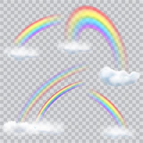 Premium Vector Transparent Rainbows With Clouds