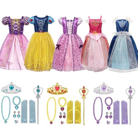Muababy Dress With Accessories Set For Girls Summer Princess Dress Up