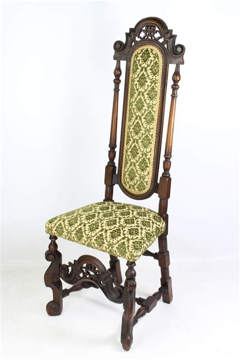 Pair Antique Victorian Carolean Style Walnut Chairs