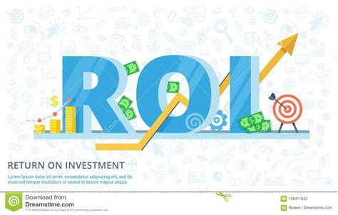 Return On Investment - Vector Flat Banner. Illustration Of Efficiency Of Investments In Business ...
