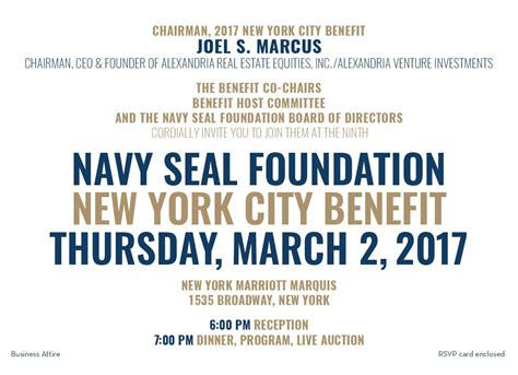 New York City Benefit Dinner Navy Seal Foundationnavy Seal Foundation