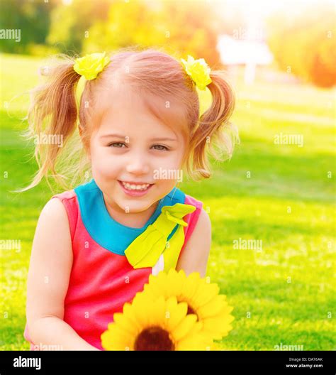 Adorable Sweet Child Sunflowers Bouquet Hi Res Stock Photography And