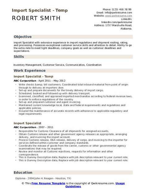Jun 26, 2020 · but building a resume and writing a cover letter with no experience can be an even bigger challenge when trying to land a job. Import Export Specialist Resume : Export Specialist Resume ...