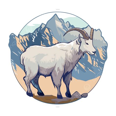 Sticker Featuring Mountain Goats On A Background Vector Clipart