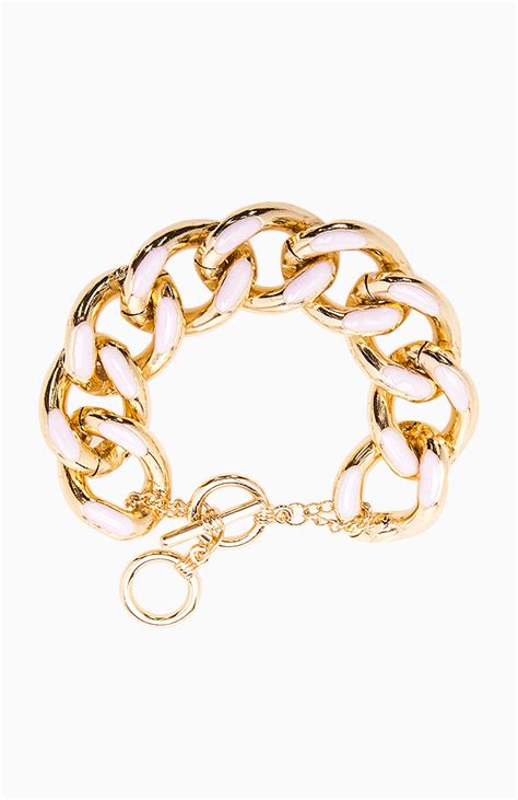 Frosted Chain Link Bracelet In Pink Dailylook