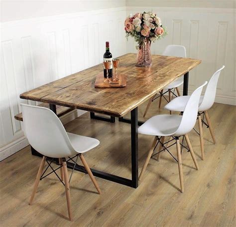 Industrial Dining Table Rustic Solid Kitchen Farmhouse Steel Etsy