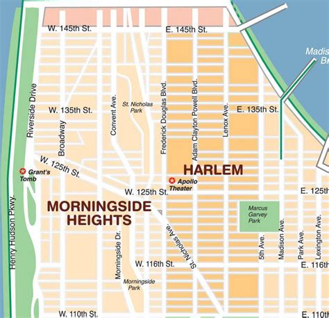 Harlem Mappa Nyc Mappa Di Harlem New York New York Usa