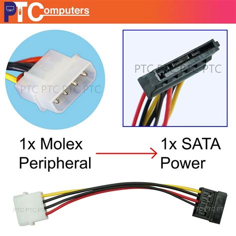Molex Ide 4 Pin Male To 15 Pin Sata Female Power Adapter Extension Hdd