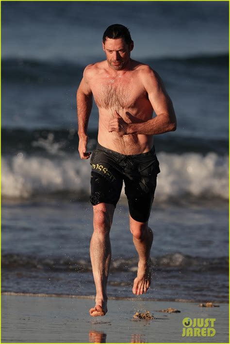 Photo Hugh Jackman Runs Shirtless On The Beach With His Ripped Muscles
