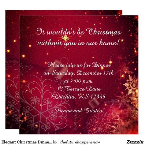 Elegant Christmas Dinner Square Invitation | Zazzle.com | Elegant christmas dinner, Elegant ...