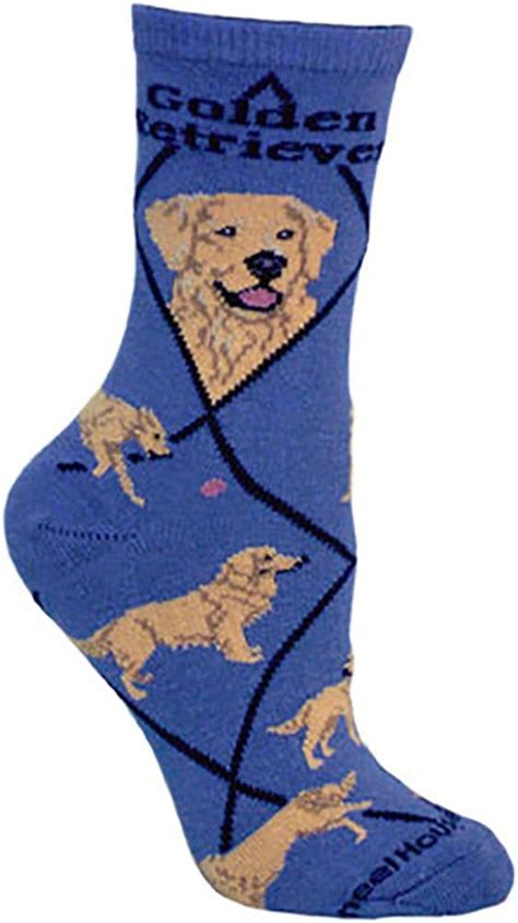 Golden Retriever Dog Blue Cotton Ladies Socks Uk Clothing
