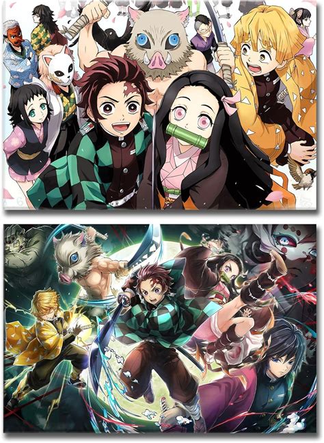 Wtq Anime Cartazes Demon Slayer Poster Pintura Em Tela Anime Cartazes