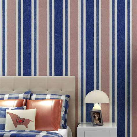 Simple Mediterranean Color Stripes Wallpaper Bedroom Three Dimensional