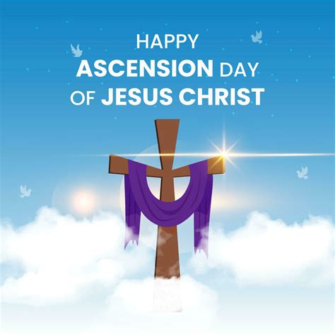 Happy Ascension Day of Jesus Christ. Illustration of resurrection Jesus