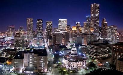 Houston Night Skyline Downtown Texas Tx Usa