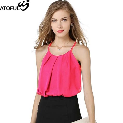 Atoful 2017 Chiffon Halter Camis Top Women Summer Style Sexy Sleeveless Lace Up Solid Double