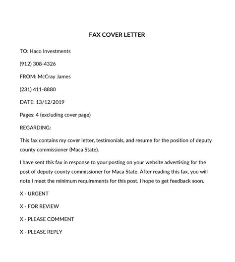 Free Fax Cover Letter Sheet Templates