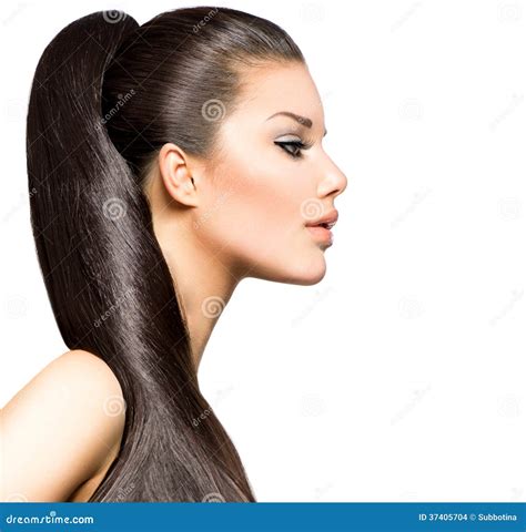 Ponytail Hairstyle Beauty Brunette Fashion Model Girl Hair Style