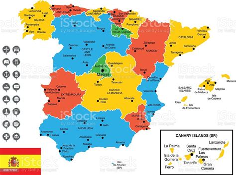 Vetores De Detalhada Vetor Mapa Da Espanha E Mais Imagens De Mapa