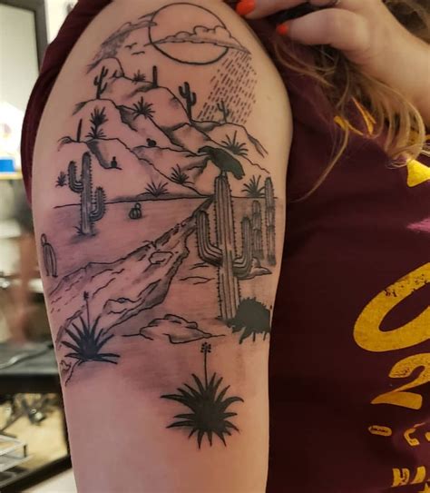 Desert Landscape Tattoo Done By Jc Hill At Ink Inc In Mckinney Tx I