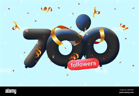 Banner With 700 Followers Thank You In Form Of 3d Black Balloons And